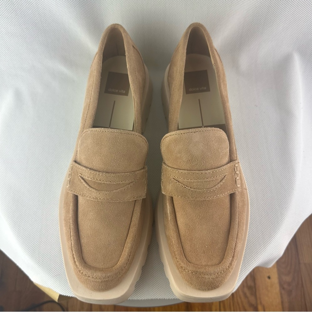 Dolce Vita Women's Suede Penny Loafers in Beige